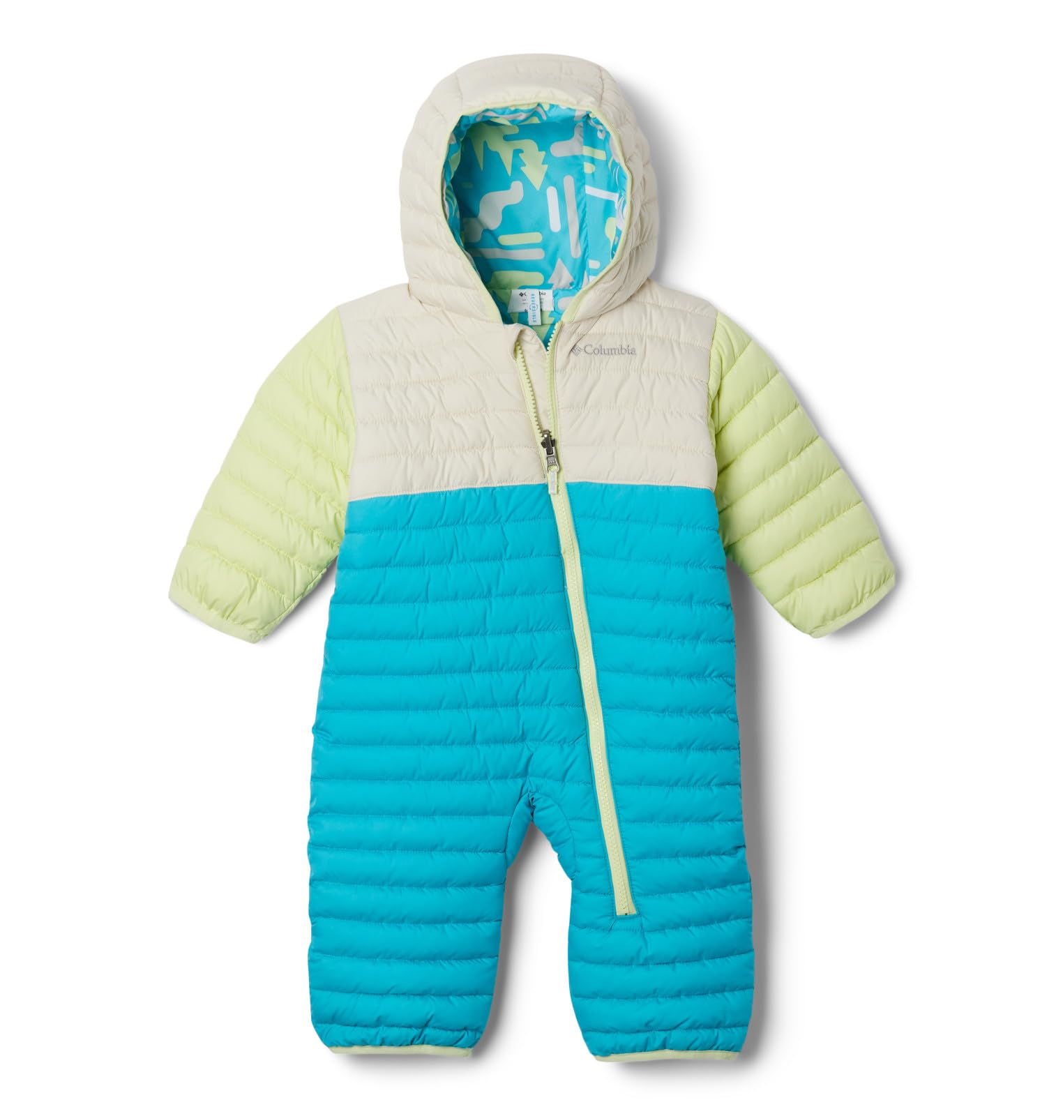 Columbia Baby Powder Lite II Reversible Bunting, Geyser/Chalk/Spring Yellow, 0/3