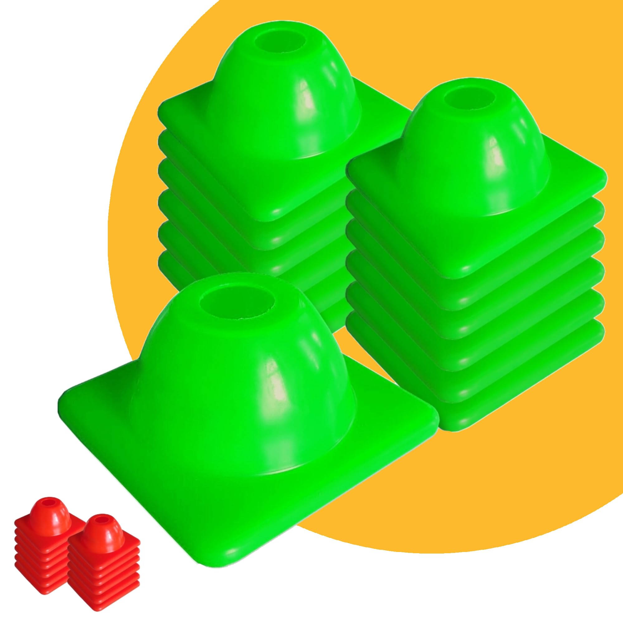 KamelKone Agility Training & Motorcycle Cones for Sports & Kids | Set of 12 Premium Green/Orange Plastic Cones, for Bikes, Traffic & Soccer (Green)