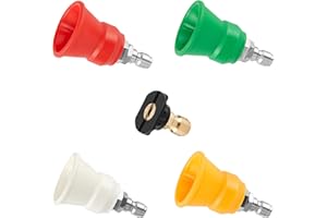 Raincovo Pressure Washer Nozzle Guard, Power Washer Nozzle Tips with Rubber Protector, 0, 15, 25, 40 degree Pressure Washer Nozzles and Soap Nozzle, Orifice 3.0