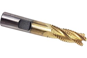 HHIP 8002-6733 4 Flute Tin- Coated M42 Cobalt Roughing End Mill, 1/2" X 1/2" X 1-1/4" X 3-1/4"