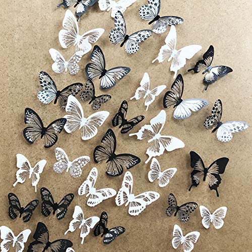 V-Time 36 PCS 3D Colorful Crystal Butterfly Wall Stickers with Adhesive Art Decal Satin Paper Butter - //coolthings.us