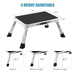 Jocauto Folding Step Stool, Height-Adjustable Step