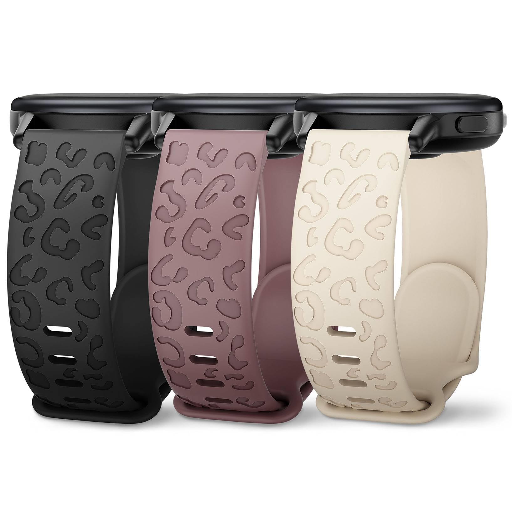Wizvv 20 mm bracelet with leopard engraving, compatible with Venu sq/venu/venu sq 2/sq music/venu 2 Plus, vivoactive 3/3 music/vivoactive 5, Forerunner 245/245 music/55/645/645