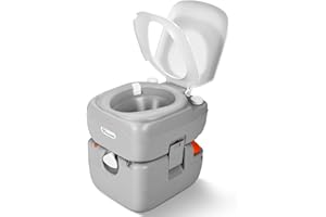 YITAHOME Portable Toilet 5.8 Gallon, Travel RV Potty with Level Indicator, T-Type Water Outlets, Anti-Leak Handle Water Pump, Rotating Spout, for Camping, Boating, Hiking, Trips