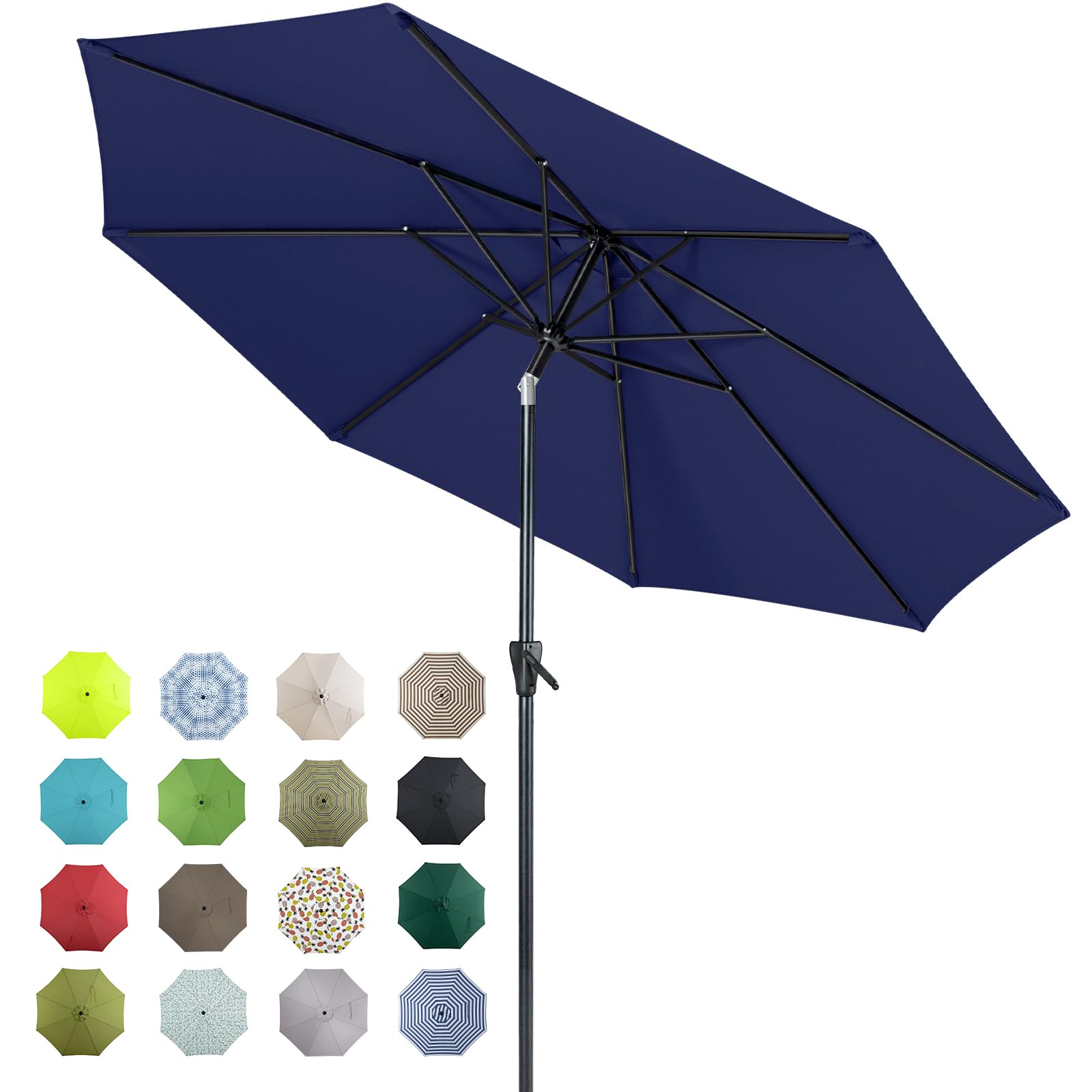 Photo 1 of **BLACK**Tempera 11ft Patio Market Outdoor Table Umbrella with Auto Tilt and Crank, Large Sun Umbrella with Sturdy Pole & Fade Resistant Canopy, Easy to Set, BLACK