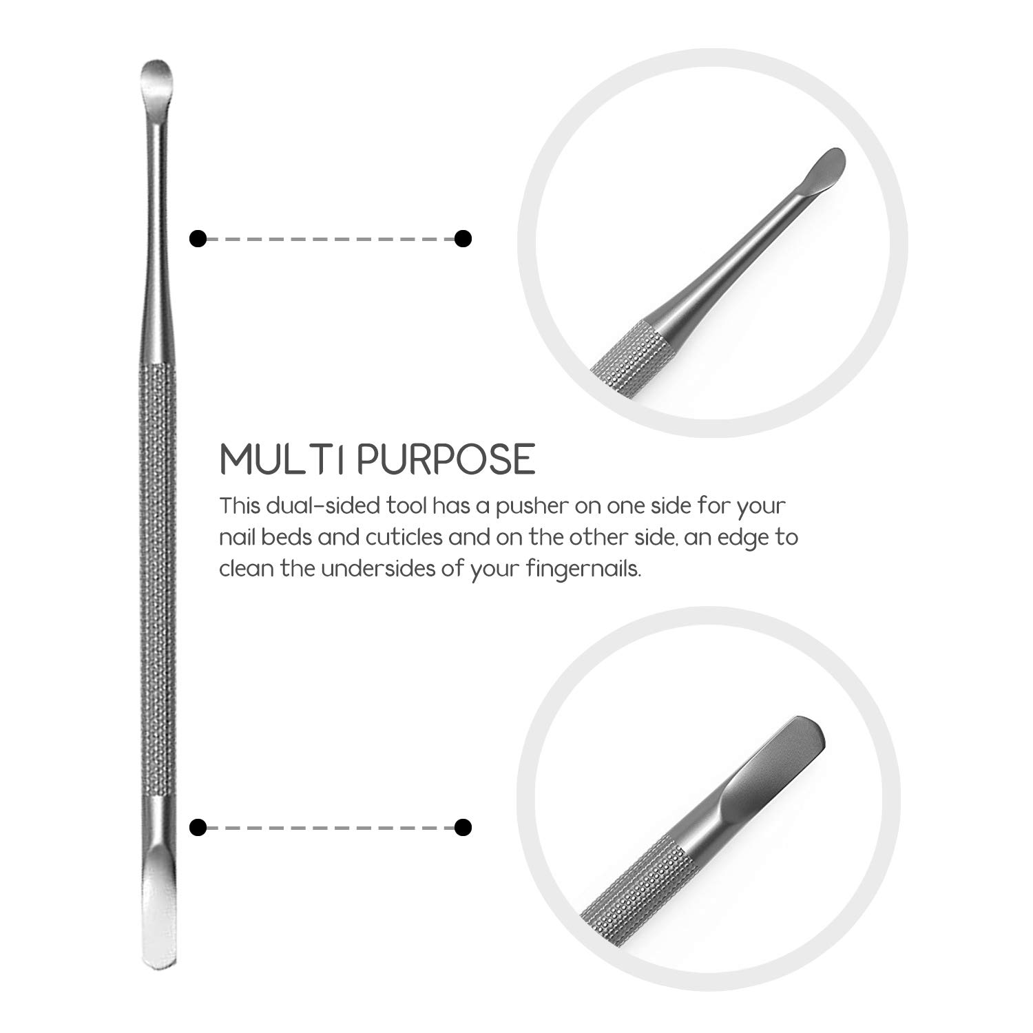 Professional Cuticle Pusher and Spoon Nail Cleaner | Dual Sided Stainless Steel Pusher and Nail Cleaner | For Nail And Cuticle Care | by Sterling Beauty Tools: Beauty