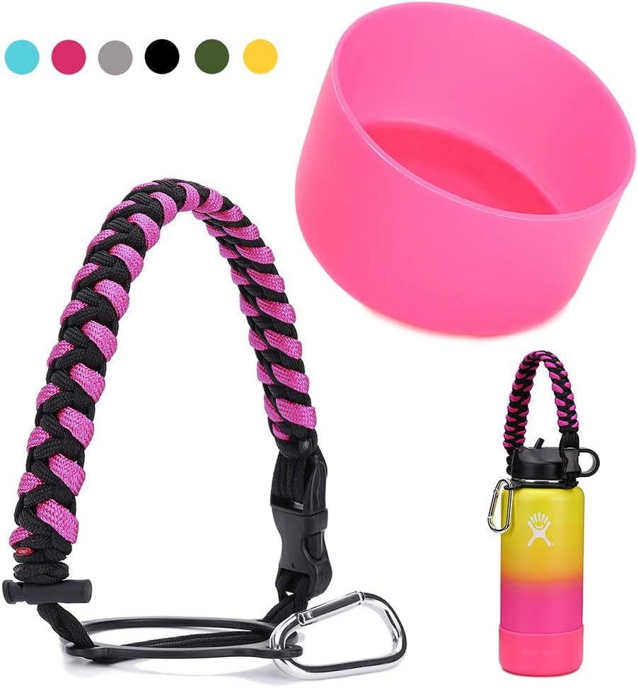 koshine Paracord Handle & Silicone Protective Bottle Boot Set for 12-40oz Hydro Flask Accessories
