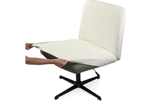 Liykimt Armless Criss Cross Office Desk Chair Cover Slipcover Accent Wide Seat Cover Jacquard Swivel Task Vanity Slipper Mid Back Chair Computer Protector Stretchable Removable Without Arms