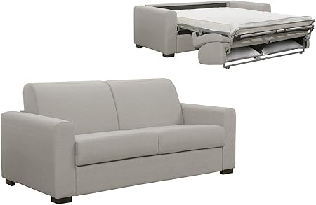 Mobilier Deco Canape Convertible 3 Places Gris Clair Couchage 2