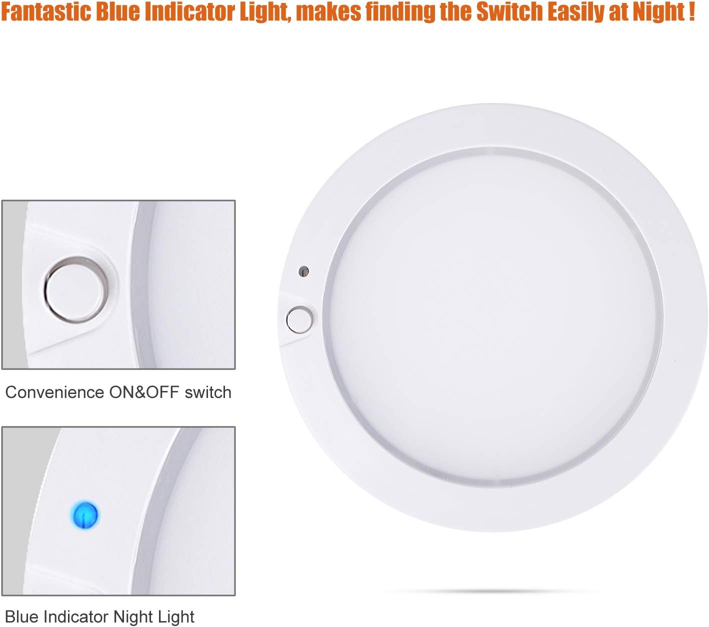 Facon 12V LED Motorhome Lights, Caravan Interior Lights with Switch and Blue Indicator Light - Image 5