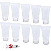HANSPORTA 10PCS Empty Tubes for Cream Refillable Travel Tubes 5ml Empty Tubes for Facial Cleanser Hand Cream Lotion Clear Plastic Squeeze Sample Bottles Empty Lip Gloss Tubes (5ML)