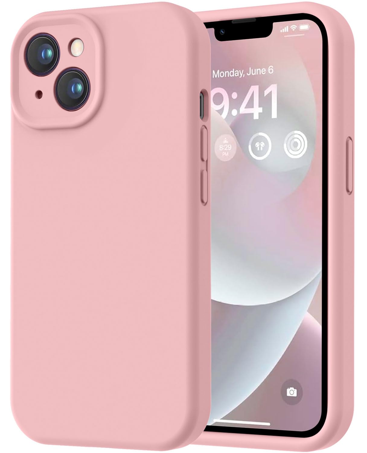 Photo 1 of LOVE 3000 Designed for iPhone 14 Case, Premium Silicone with [Soft Anti-Scratch Microfiber Lining] Shockproof Protective Phone Case for Men Women Girls 6.1", Pink Sand