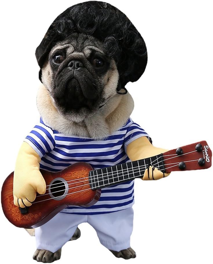 Northwest Brand Pet Guitar Costume - Cat and Dog Costume for Halloween, Christmas Cosplay Party - Funny Outfit Clothes