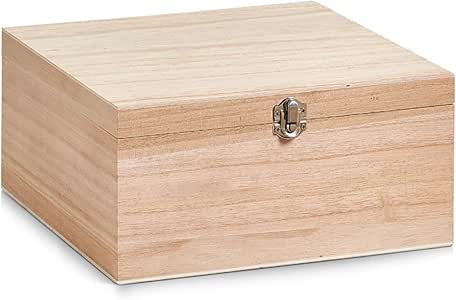 Zeller 15127 – Caja, Madera, Natural, 26 x 26 x 12,5 cm: Amazon.es: Hogar