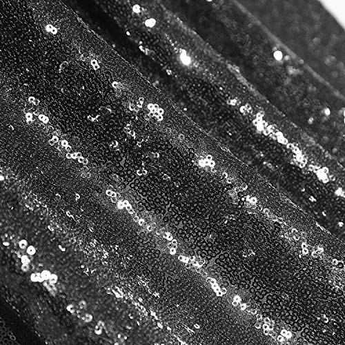 2PCS 2x8FT Sequin Backdrop Photography Background Curtain for Party Decoration (2FT x 8FT 2PCS, Black) - Thumbnail 2