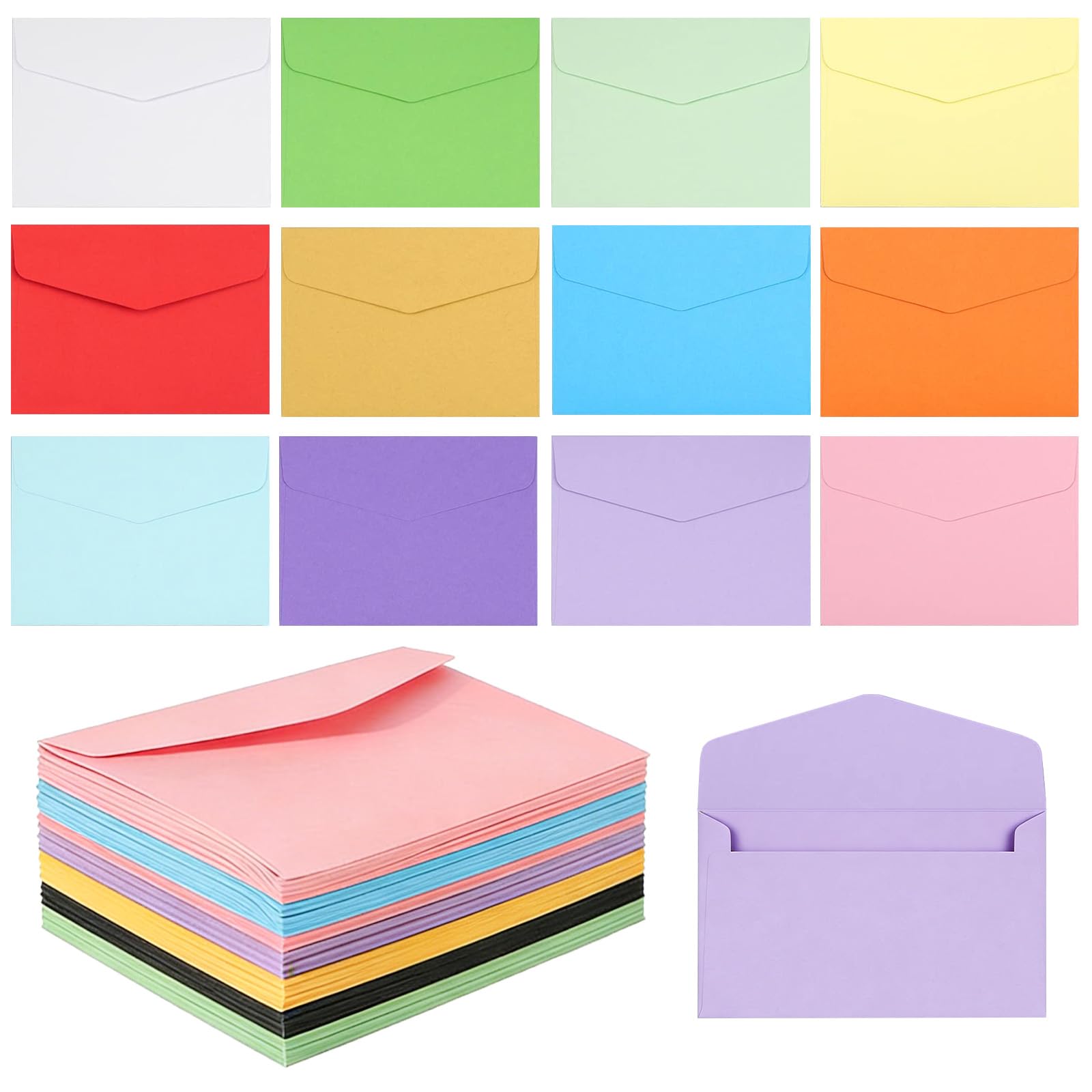 120 Pcs Mini Small Envelopes Cute Lovely Coloured Small Envelopes mini Cards and envelopes Colourful envelopes White Blank Cards for Christmas, Thanksgiving, Wedding, Birthday Party Supplies