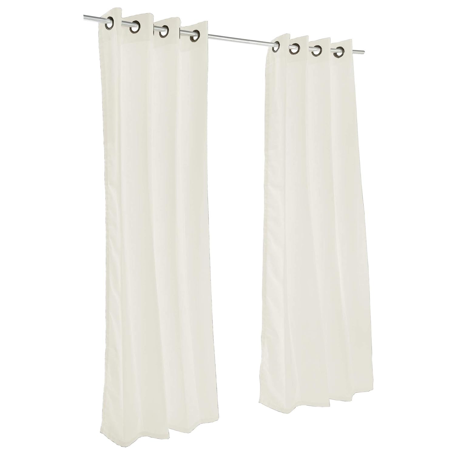 Sunbrella Canvas Brass Outdoor Curtain with Dark Gunmetal Grommets 50 in. Wide x 84 in. Long