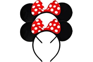 MADO 2 pack red poilka dot mini mouse ears headbands for adults women little girls boys (red polka dot, onesize)