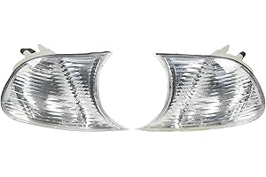 Turn Corner Lights,Car Front Corner Lights Left Right Clear Lens Turn Lights Replacement for 3 Series E46 Coupe 1998‑2001 (Wh