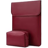 MOSISO Laptop Case 13 inch, 13 inch Laptop Sleeve Compatible with MacBook Air M4 M3 M2 M1 2025-2018 / Pro M2 M1 2025-2016, Faux Suede Leather Case with Small Bag, Wine Red