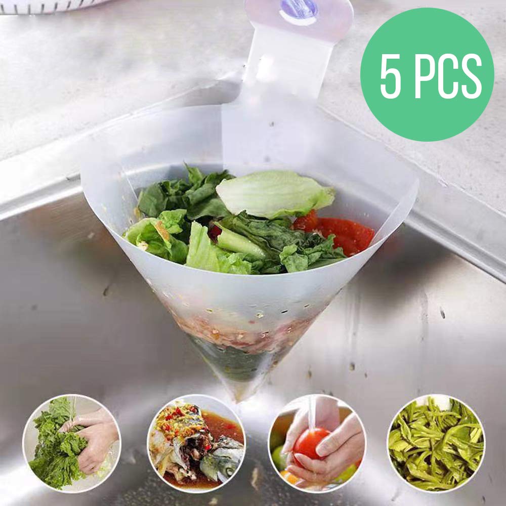 Kitchen filter Foldable Food grade material Easy to install,For Kitchen Waste, Leftovers Filter Mesh Bag in Sink, Drain Out Water for Food Residue(5PCS)