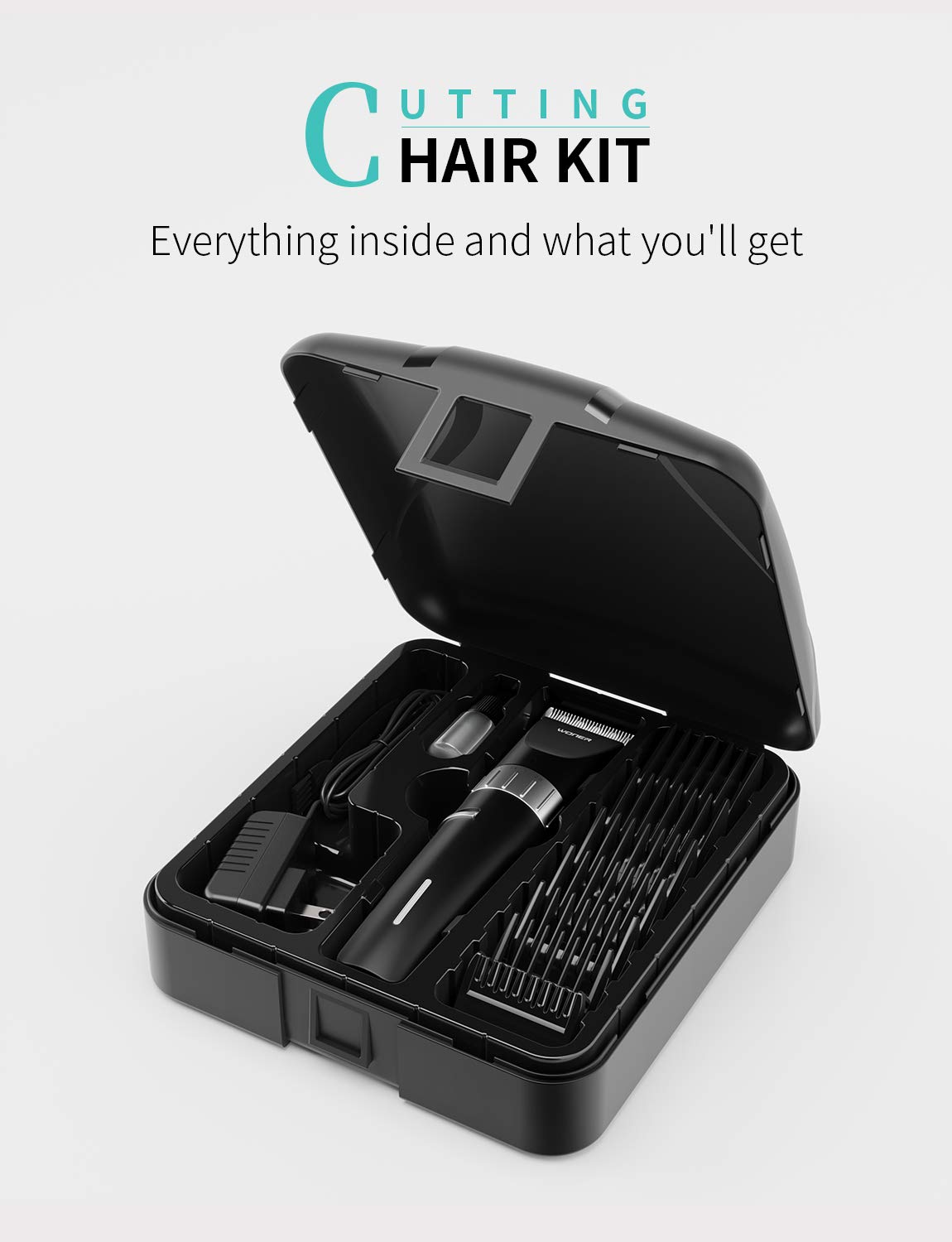 WONER Hair Clippers, Cordless Rechargeable Hair trimmer for Families,13-piece Electric Haircut Kit for Beginners Friendly Men: Beauty