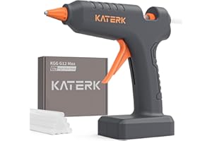 Katerk 12V Full Size Cordless Hot Glue Gun, Drip-Free Fast Heating Rechargeable and Heavy Duty Battery Operated Glue Gun and Sticks Sets 11mm x10 for Crafts DIY, Repair, Gift