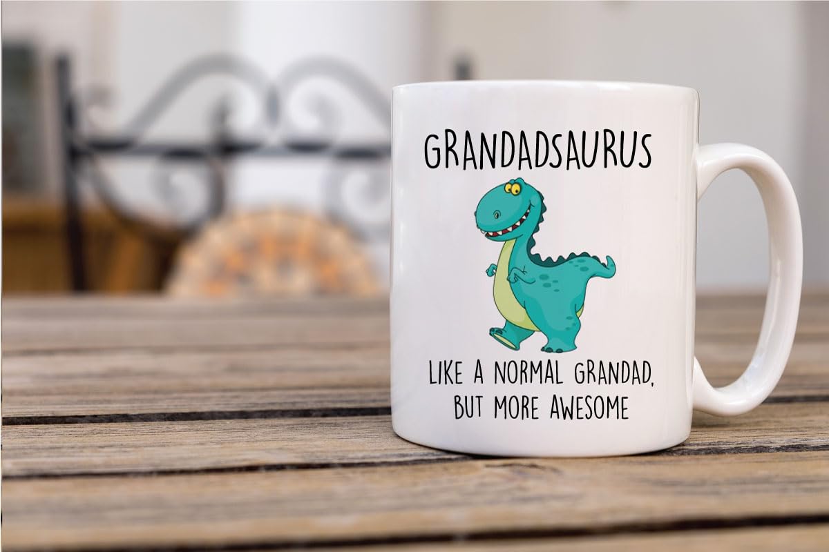 60 Second Makeover Limited Grandadsaurus Mug Funny Dinosaur Grandad Mug - Perfect Christmas or Birthday Present for Grandad - Unique Fathers Day Gift for Grandparents