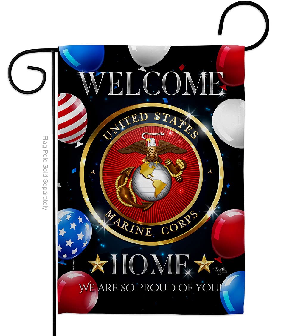 Photo 1 of Welcome Home Marine Corp Garden Flag - Armed Forces Corps USMC Semper Fi United State American Military Veteran Retire Official - House Banner Small Yard Gift Double-Sided Made In USA 13 X 18.5