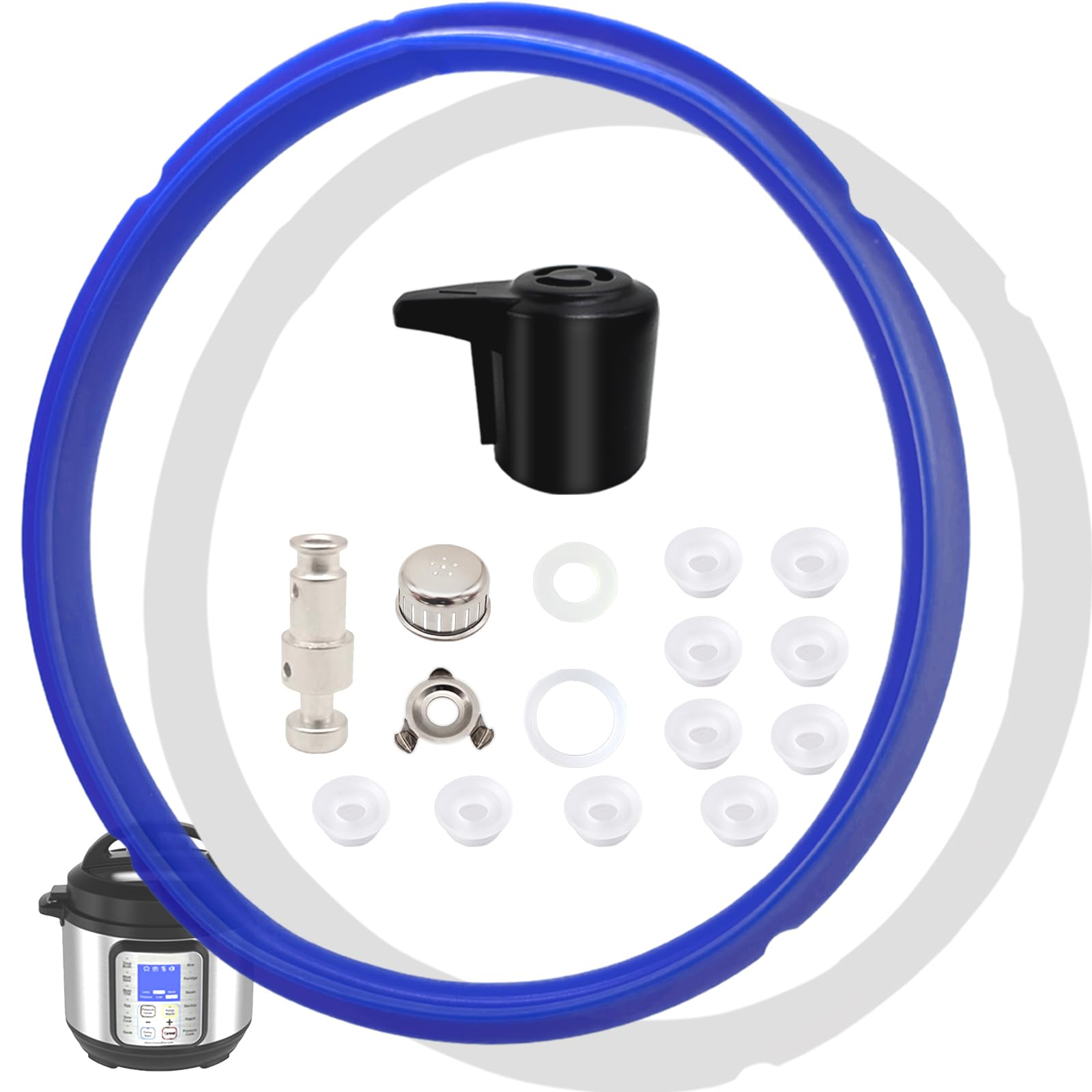 Photo 1 of 18 Pcs Sealing Ring and Steam Release Handle Set for 6 & 5 qt instant pot replacement parts Include Steam Release Handle Sealing Ring Steam Release Valve Float Valve Seal Anti-Block Shield