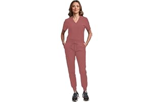 Green Town Scrubs for Women Scrub Set - Jogger Pant and Tuck-in V-Neck Top, 5 Pockets, Yoga Waistband, Nursing Uniform