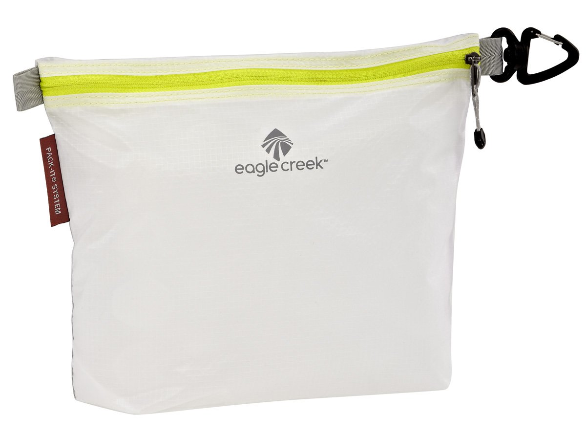 eagle creek Pack-It Specter Sac Set - Durable and Lightweight Packing Cube Set with Zip Closure and Handy Clip to Organize and Maximize Space in Travel Bags, White/Strobe