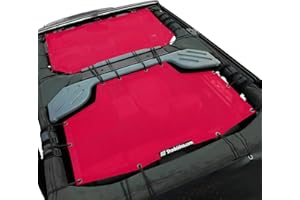 Shadeidea JK Sun Shade Top Compatible with Jeep Wrangler JKU Top Sunshade Soft Mesh Roof Cover (2007-2018)- Wind Noise UV Blocker -10 Year Warranty -4 Door -Cherry Red -Front&Rear (2 pcs)