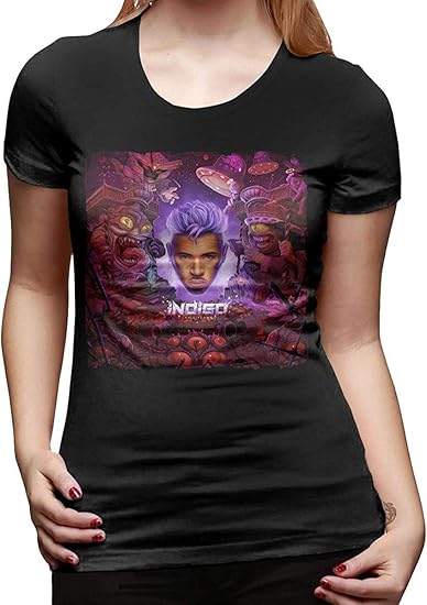 Amazon Co Jp Rcy T Women S Chris Brown Indigo コットンファッションスポーツカジュアルラウンドネック半袖tシャツ 服 ファッション小物