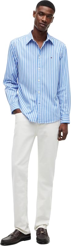 Men Shirts Flex Poplin Seasonal Stripe SHTMW0MW43315 Blue (Blue Spell/Stripe), M