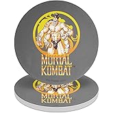 GRAPHICS & MORE Mortal Kombat Goro Round Ceramic Coasters, Set of 2, 3.9" Ceramic Stone & Cork Base, Drink Coaster for Tabletop Protection