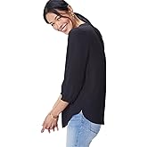 NYDJ womens Petite 3/4 Sleeve Pintuck Blouse