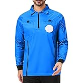 CUTIEHON Soccer Referee Jersey, Long Sleeve Official Pro Soccer Referee Shirt, Featuring a Badge Holder & Pockets