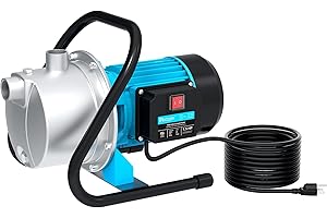 BOMGIE 1.5HP Water Transfer Pump,1200GPH Shallow Jet Well Pump,Extended 13FT Power Cord Portable Sprinkler Booster Pump,Irrigation Lawn Fountain Pool Draining Self Priming Transfer Pumps