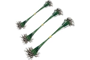 60pcs Fishing Leaders with Swivels, 3 Sizes Steel Fishing Wire, Rigging with Swivels Snap Kit for Saltwater and Freshwater Lu