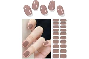 Wahrshei Semi Cured Gel Nail Strips | 20pcs Jelly BrownGel Nail Stickers UV | Semi Cured Gel Nail Wraps for Home Nails DIY