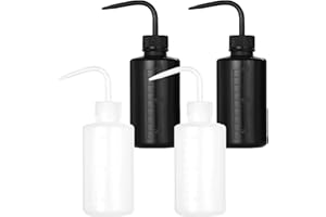 Ruicoo Wash Bottles 4Pcs 250ml Safety Cleaning Bottle Watering Tool Plastic Squeeze Bottle for Medical Lab,Plant Irrigation Squeeze Sprinkler Bottle(White and Black)