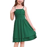 ODIZLI Kids Girls Sleeveless Double Layered Ruffle A-line Dress Sundress Casual Dress for Holiday Party Back to School Summer