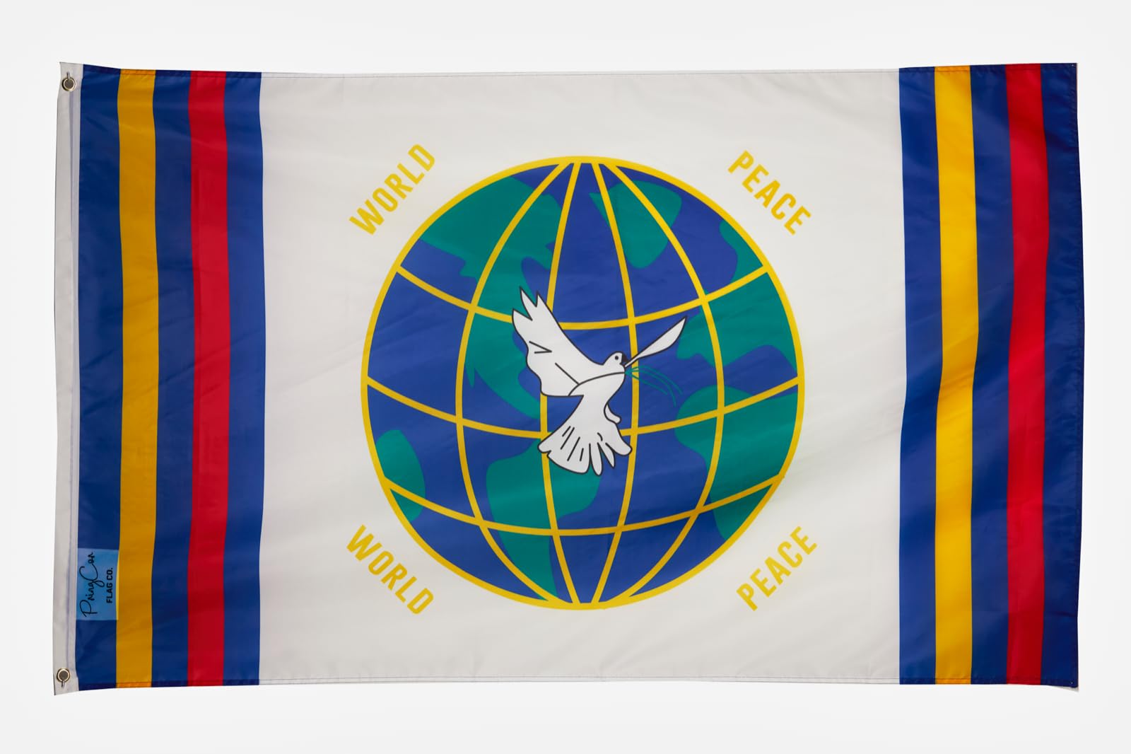 Photo 1 of ****THIN**** PringCor World Peace Flag 3x5FT Banner Hippie Pacifist Dove Earth No War Olive