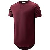 KLIEGOU Mens 100 Cotton Hipster Hip Hop Longline Crewneck T-Shirt Pre - Shrunk S-4XL