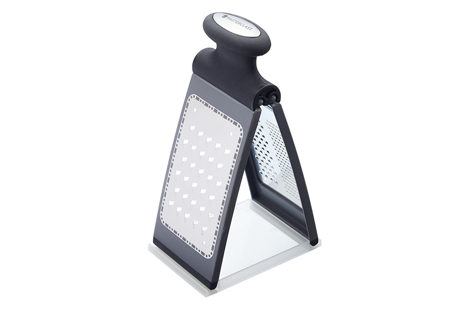MasterClass Smart Space 3-Way Fold-Flat Stainless Steel Cheese Grater - Black