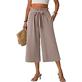Lepunuo Capri Pants for Women Wide Leg Summer Capris Pant Palazzo Loose Fit Casual Trousers with Pockets 2026 Trendy