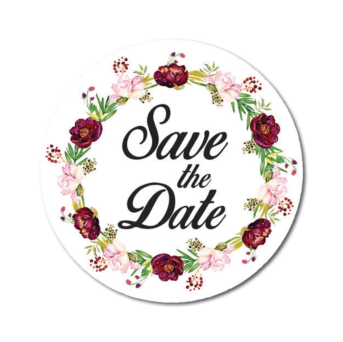Darling Souvenir 45 Pcs Floral Wreath White Round Save The Date Stickers Envelope Seals-1.6 Inches