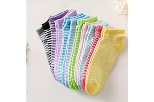 10 Pack Assorted Ankle Socks Cute Striped Heart Patterned Cotton Socks for Women Breathable Casual Daily Wear