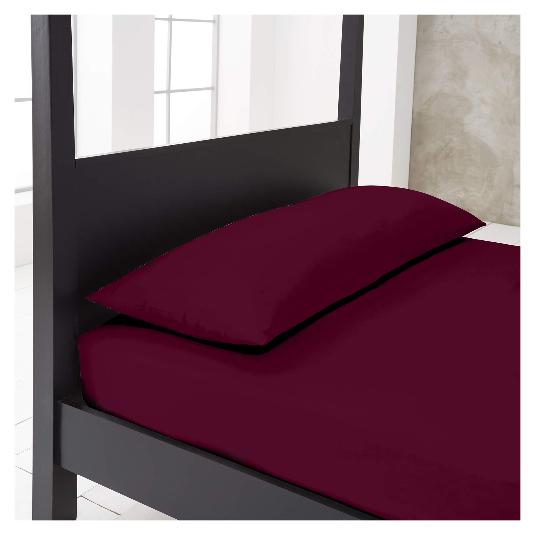 Gaveno Cavailia Super Soft Plain Dyed Diamond Bolster Pillow Cases [ King - Wine ] — image 1